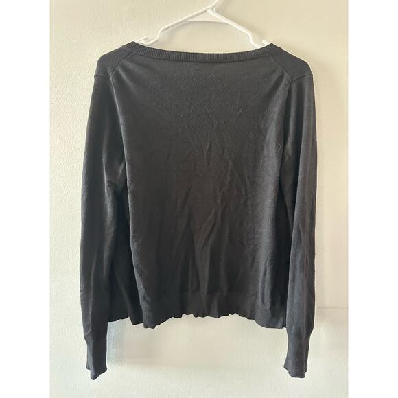 Express Sweater Women's Medium Black Cardigan Button Front Preppy Academia Twee - Picture 5 of 6